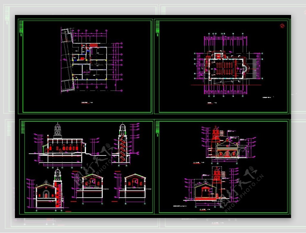 欧洲风格的教堂全套施工图纸