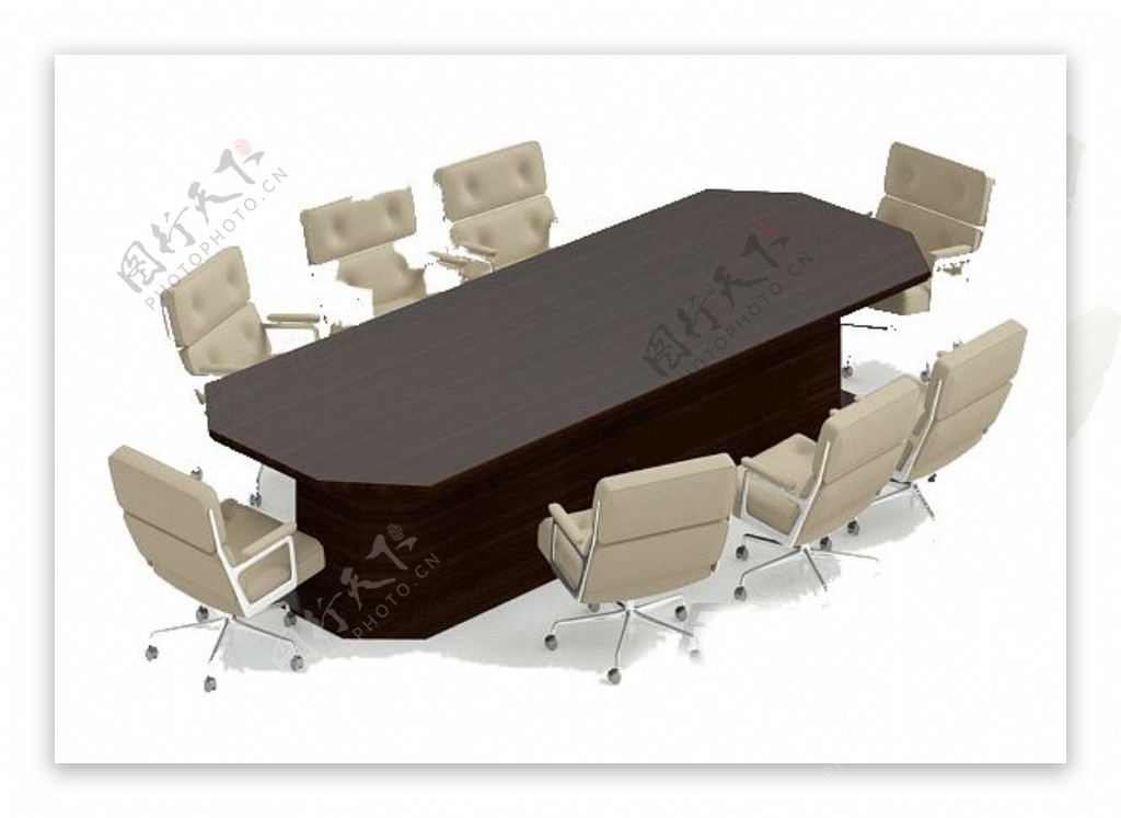 会议桌椅组合3d
