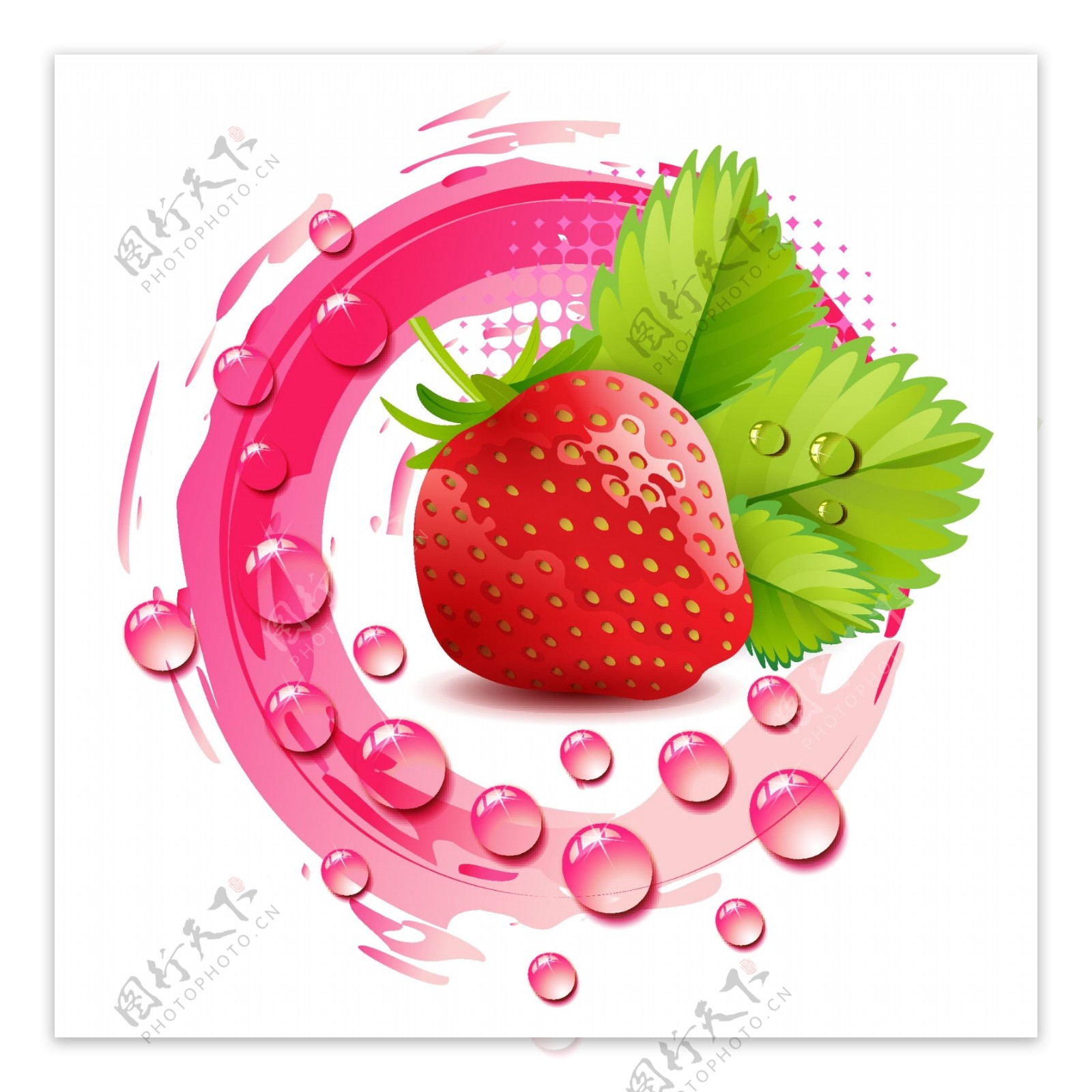 矢量新鲜草莓水果背景图片