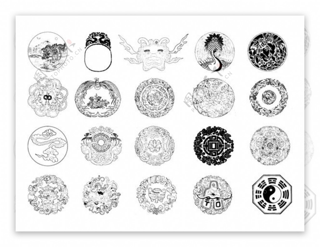 中国古代圆形花纹图案