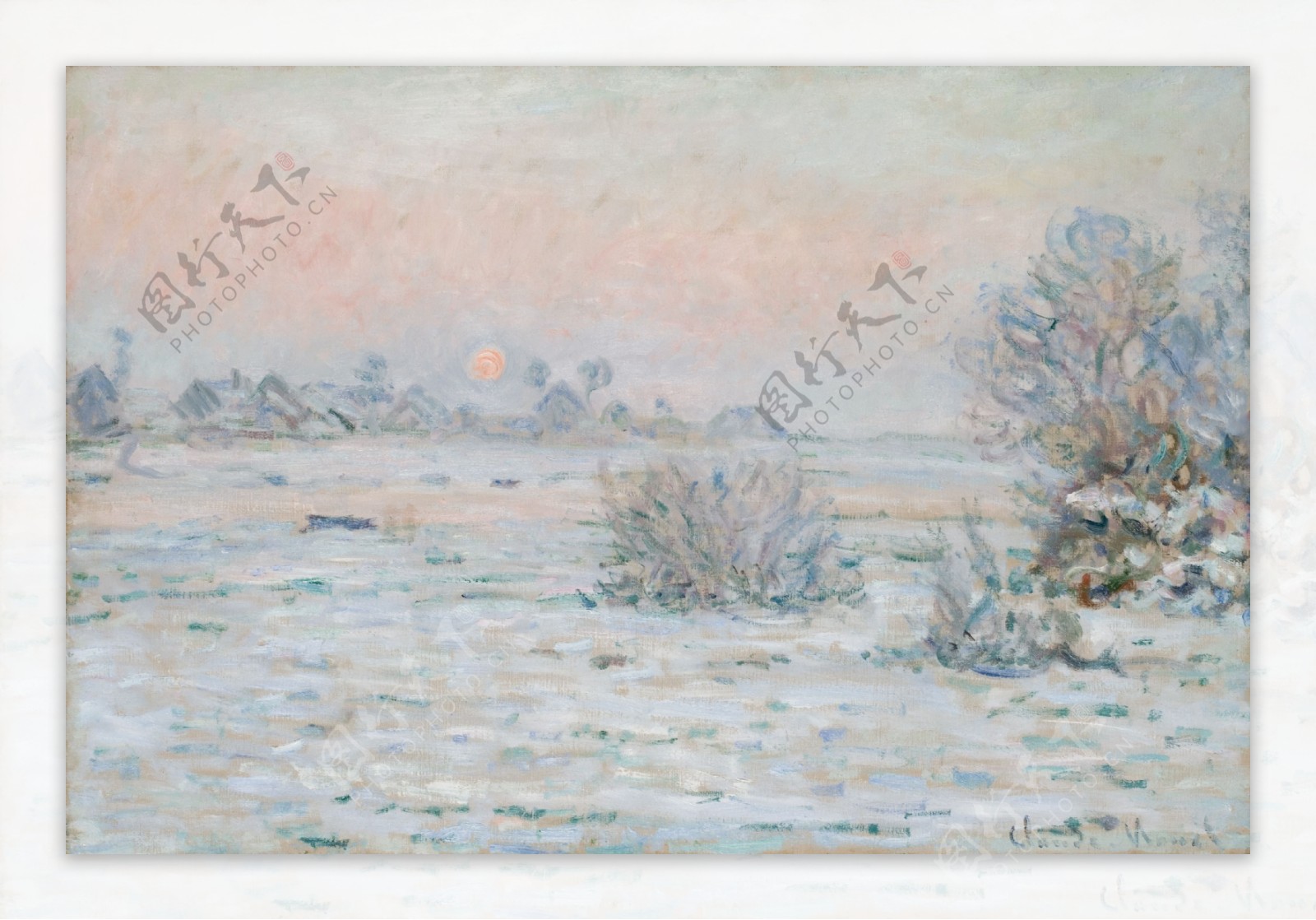 WinterSunLavacourt18791880法国画家克劳德.莫奈oscarclaudeMonet风景油画装饰画