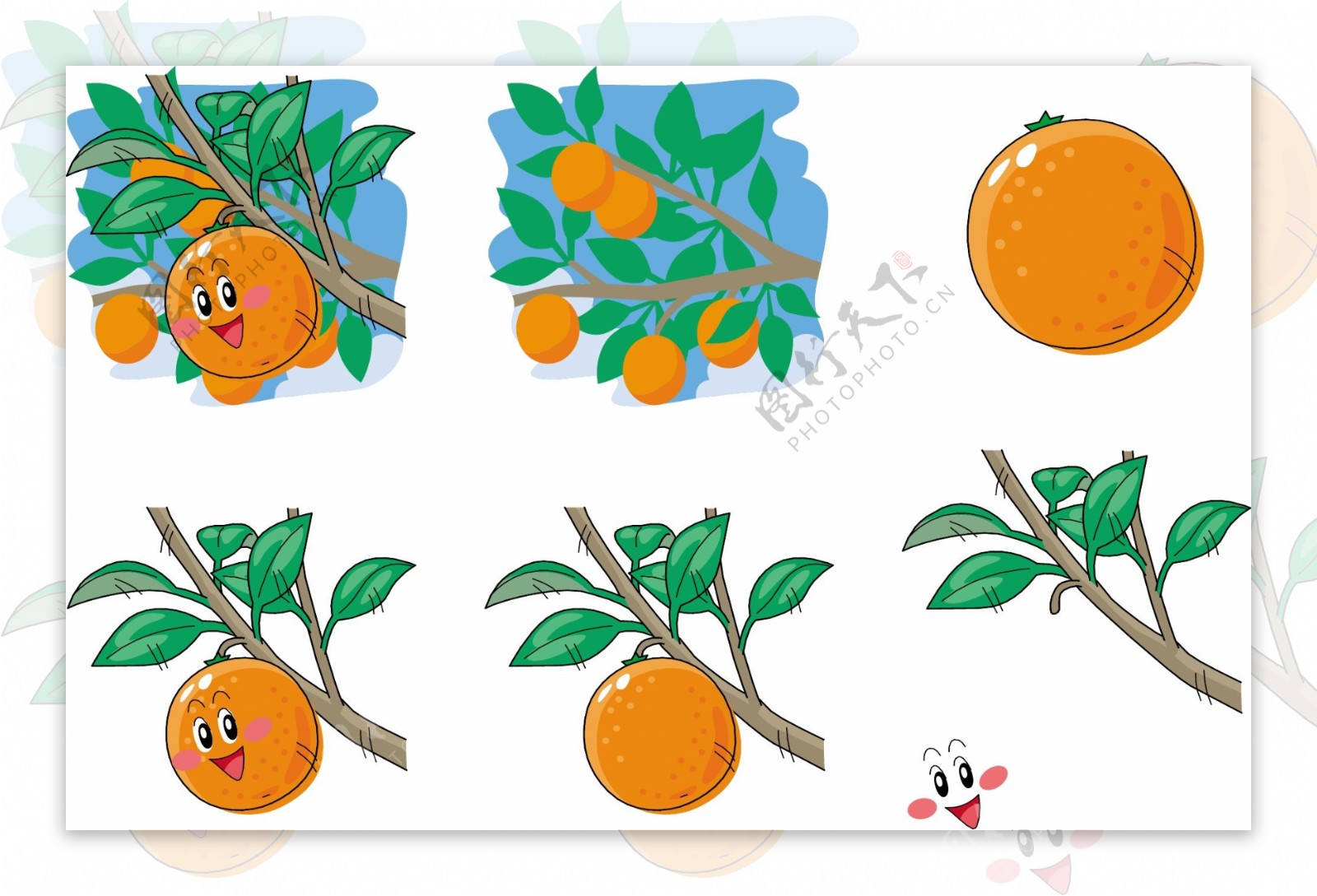 手绘橘子表情图片