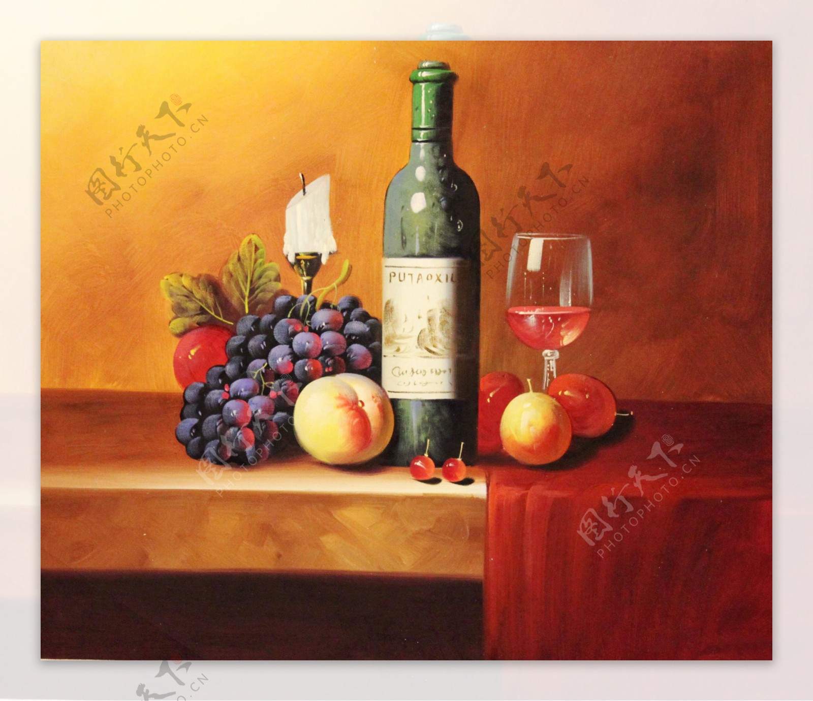 静物水果葡萄酒图片