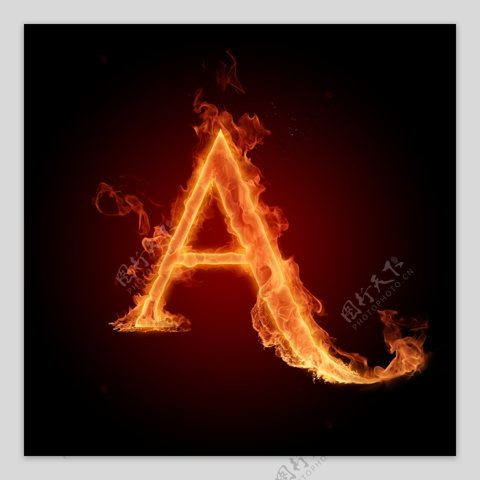 燃烧着的英文字母图片素材A