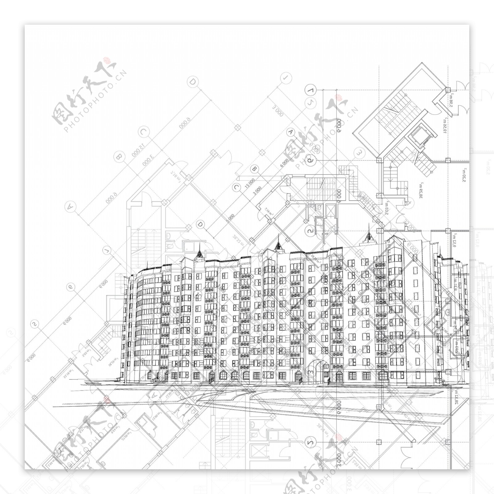 城市建筑高楼设计图矢量图片