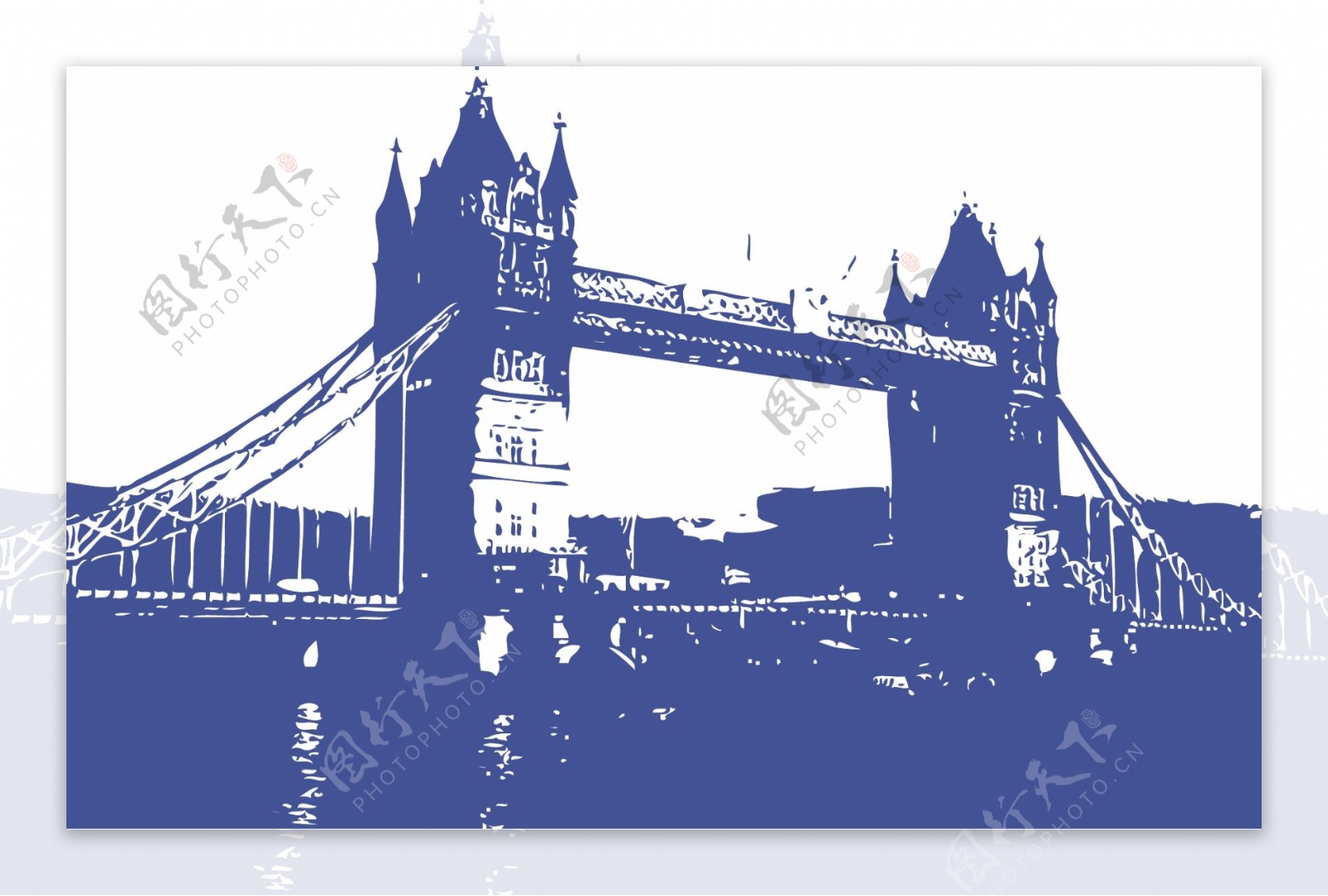 英国塔桥建筑剪影图片