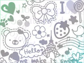 可爱蝴蝶结爱心小熊手绘图标和笔刷