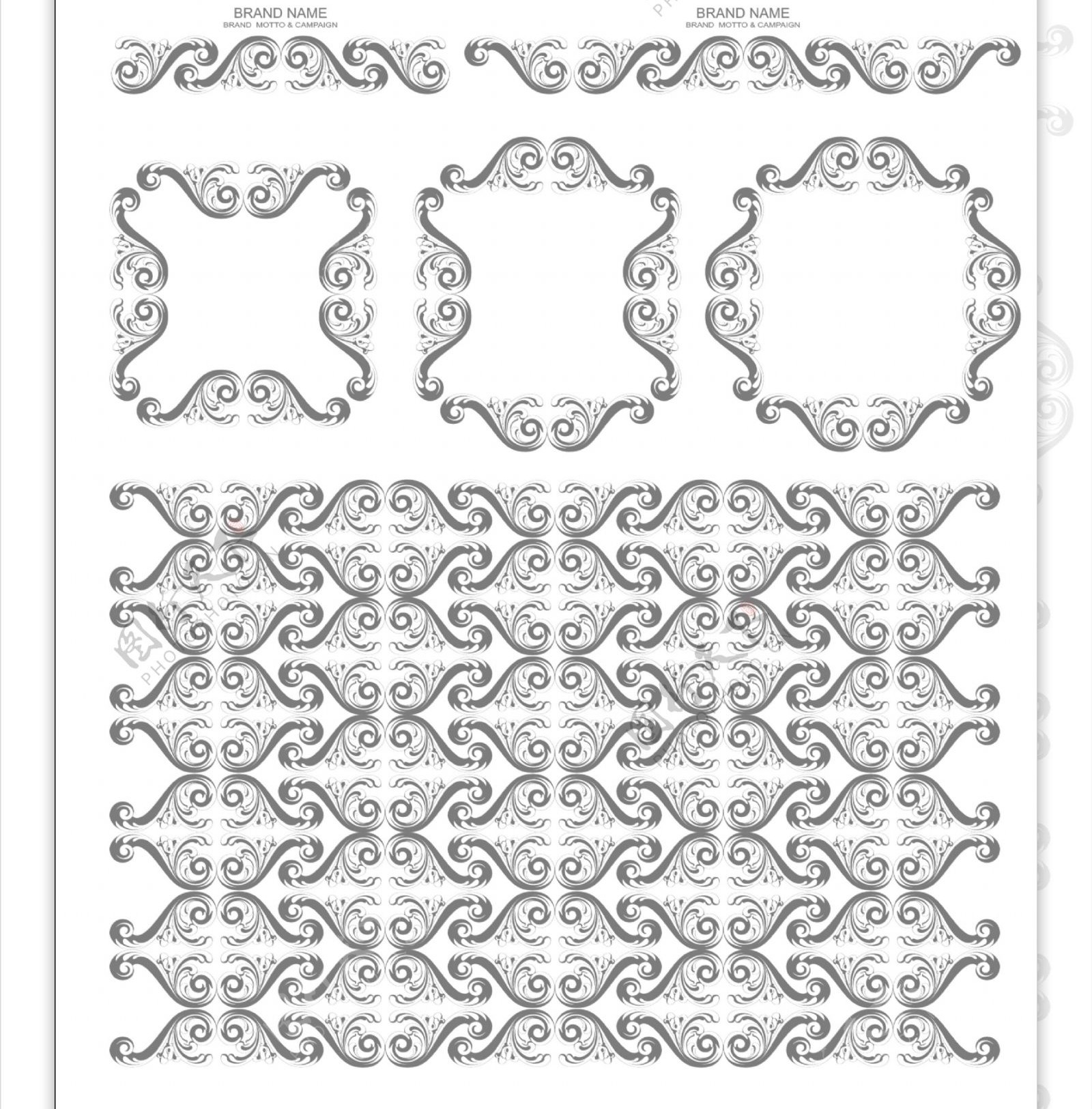 韩国花纹背景矢量素材系列边框