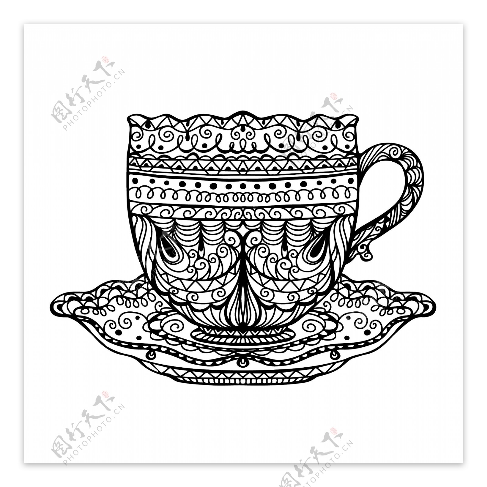 茶杯花纹图片