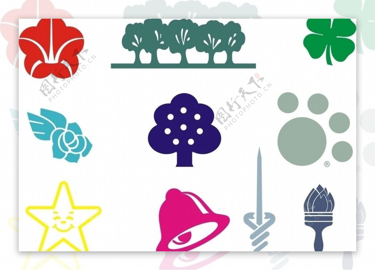 logo矢量抽象卡通植物小图标图片