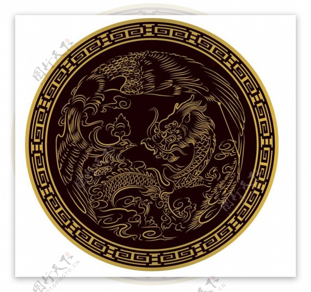 中国古典龙纹圆形瓷盘