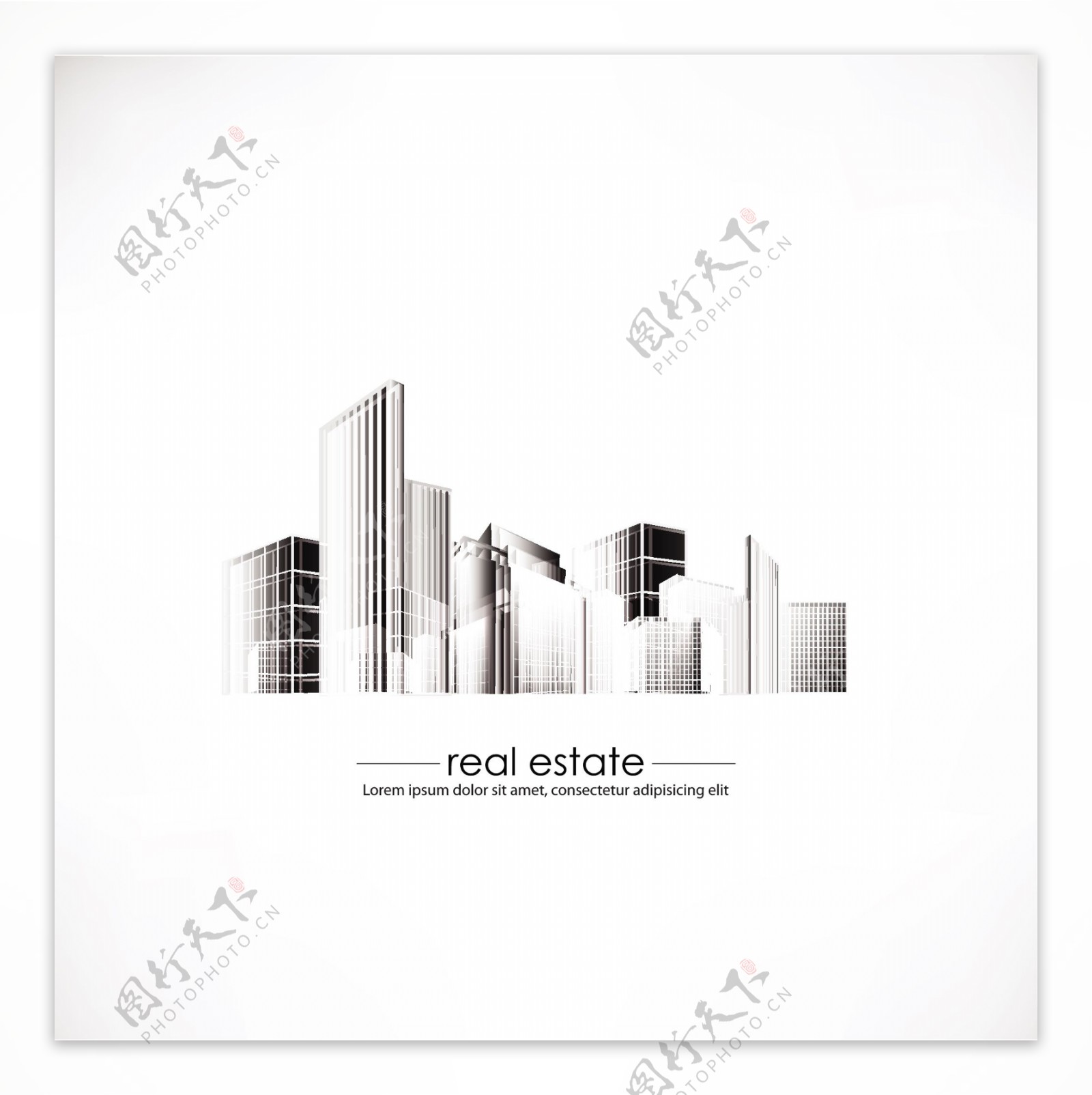 城市建筑金融大厦剪影图片
