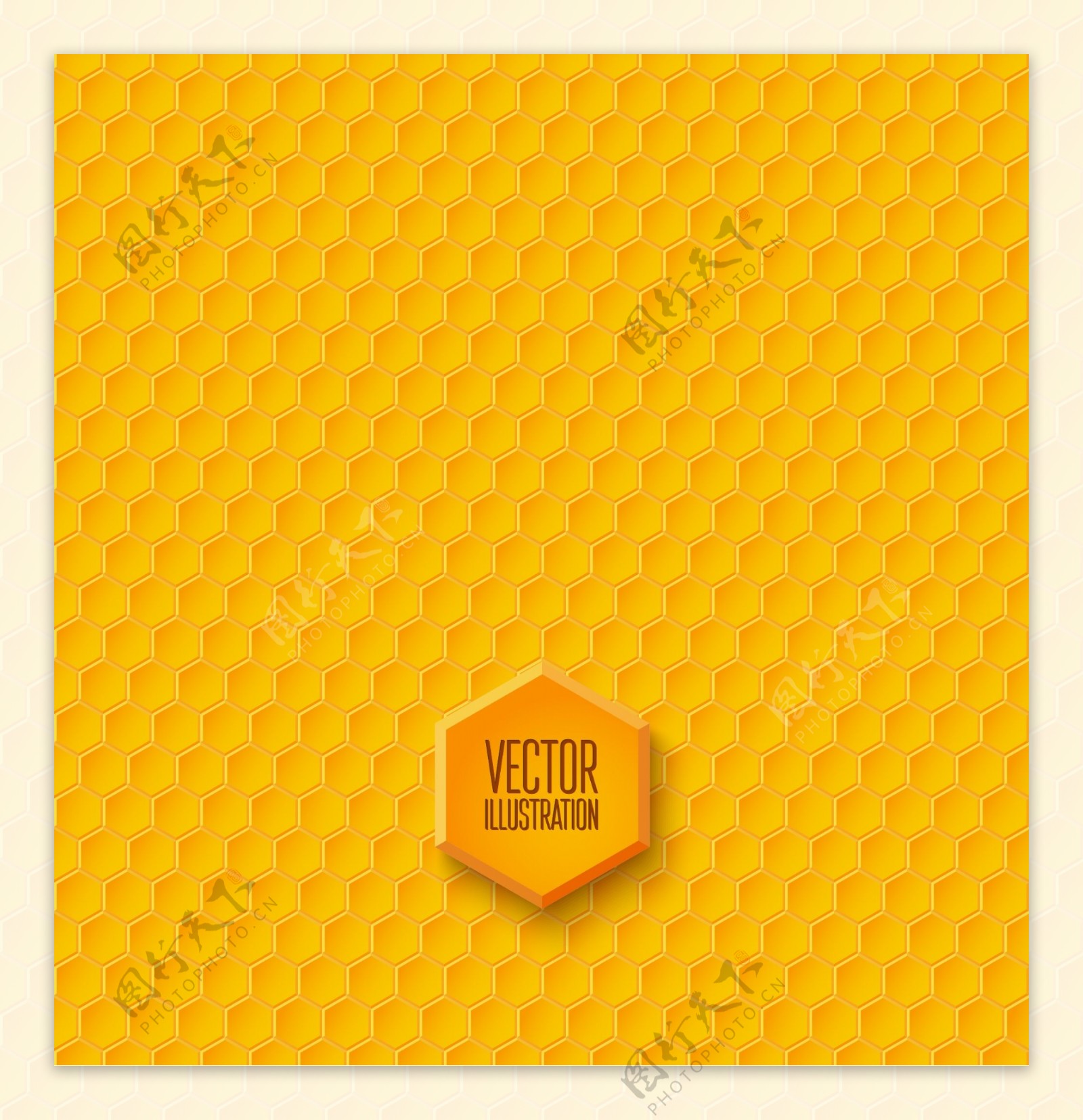 黄色蜂窝形无缝背景矢量素材.