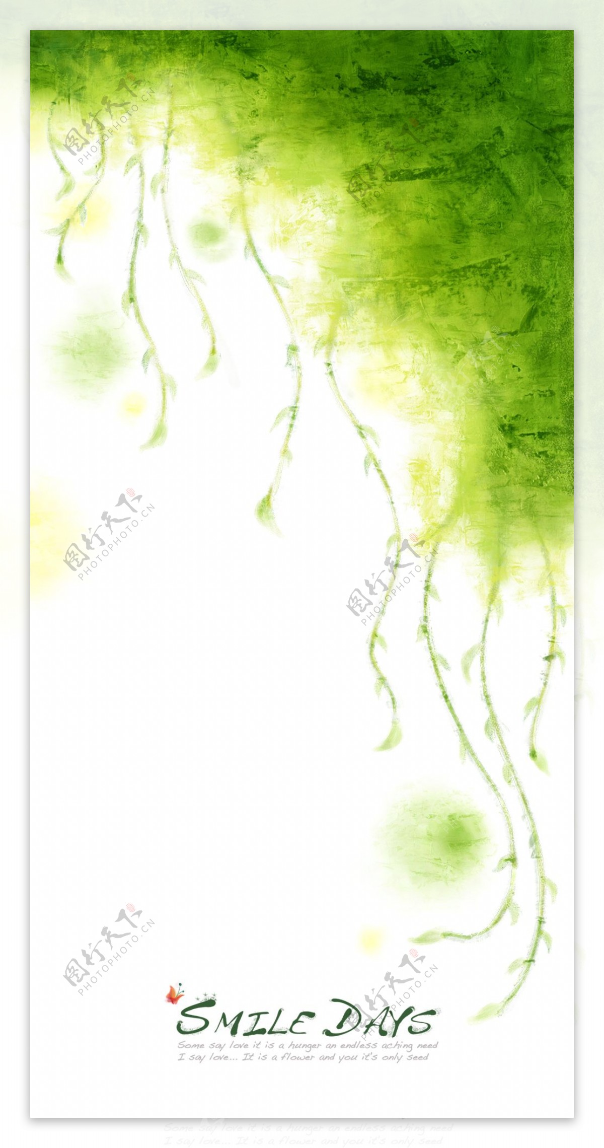 藤蔓植物装饰水彩图案PSD分