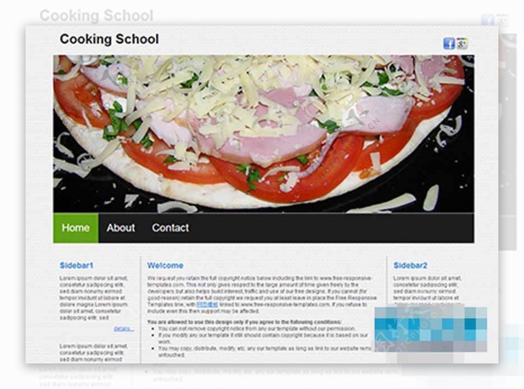 纹理背景厨师学校网站模板