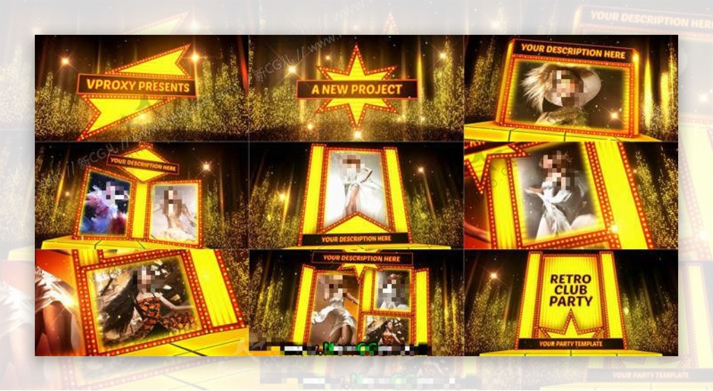 华丽闪耀的舞会俱乐部宣传推广AE模板