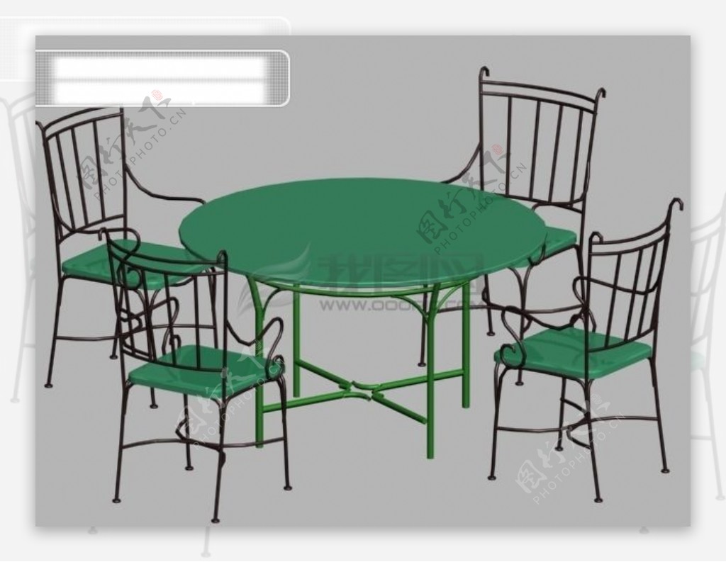 3d铁艺圆桌椅