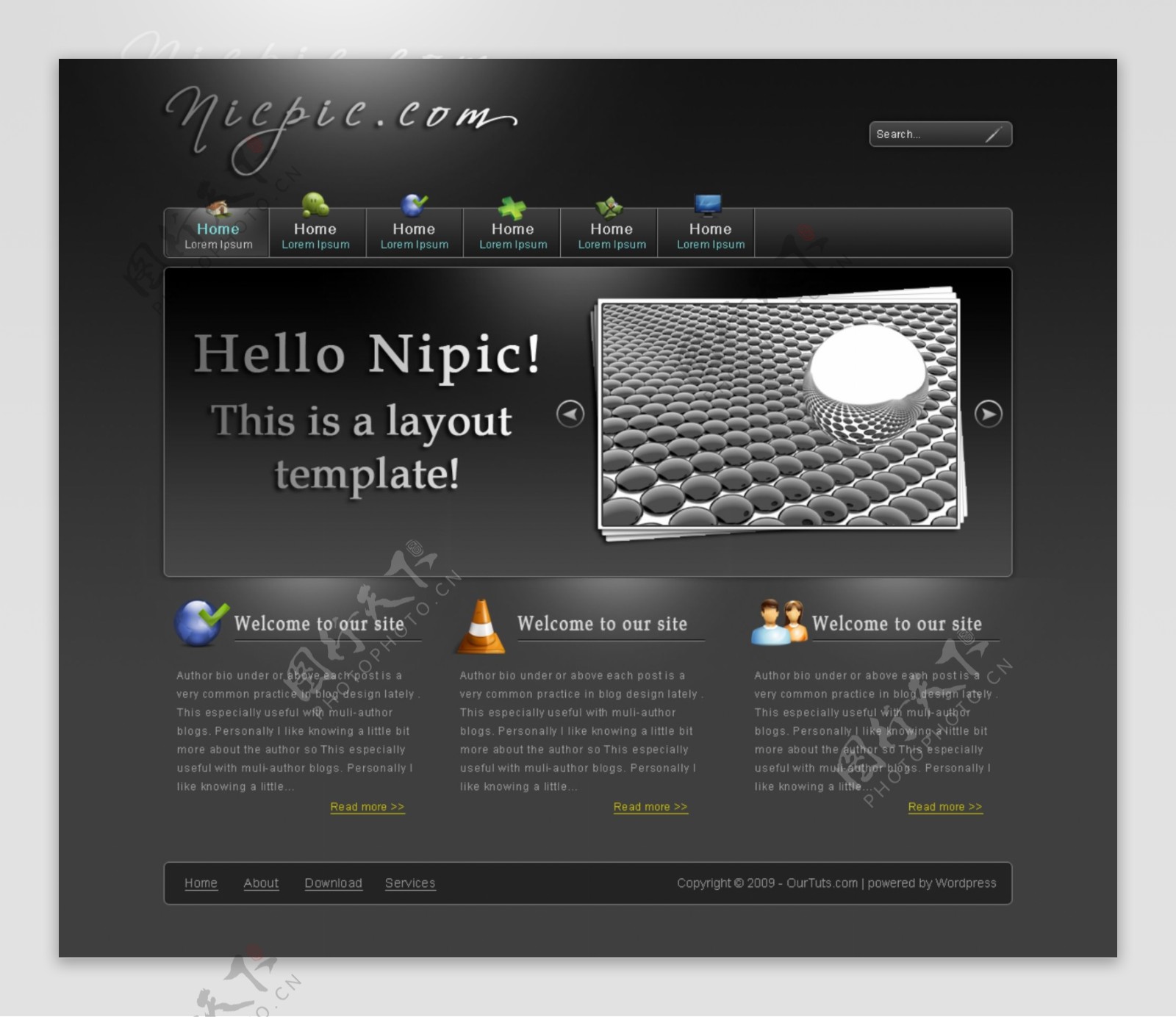 黑色web20风格网页模板图片