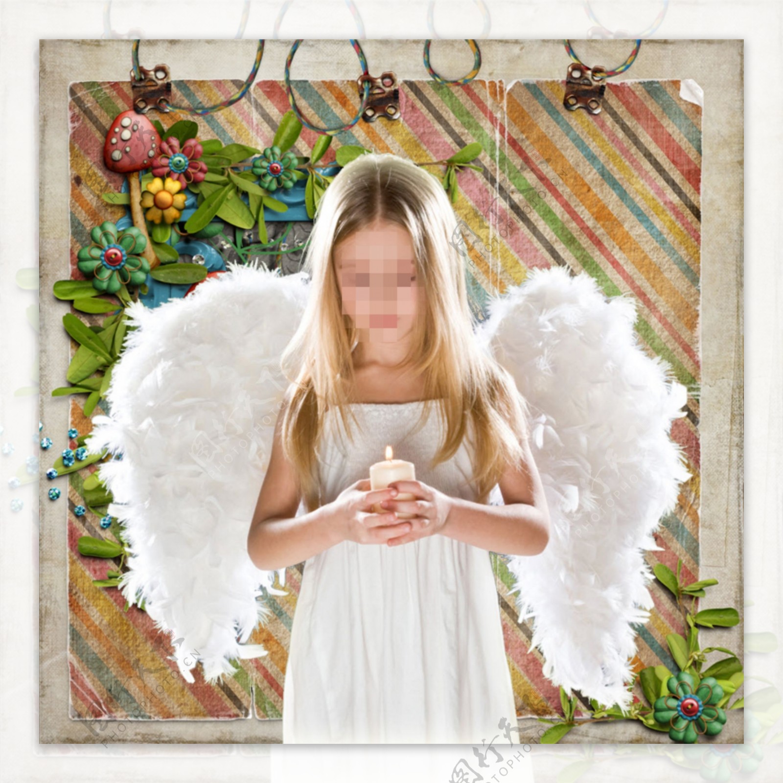 六一儿童节可爱天使女孩图片_装饰图案_设计元素-图行天下素材网