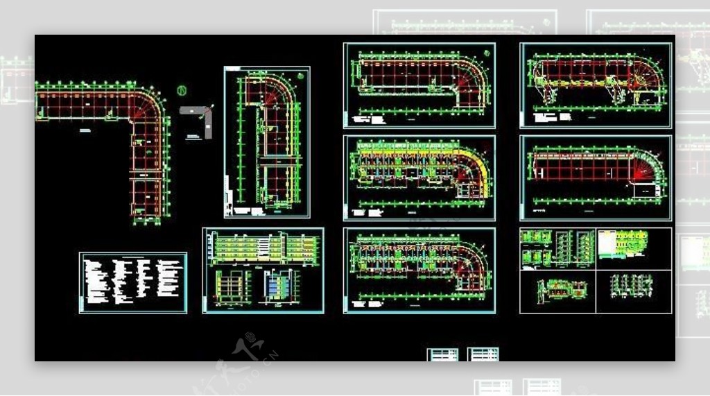 工业城五层宿舍楼钢筋混凝土框架结构建筑施工图