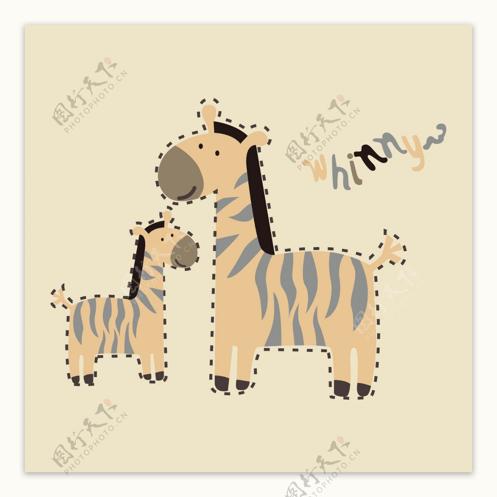 印花矢量图可爱卡通贴布动物长颈鹿免费素材