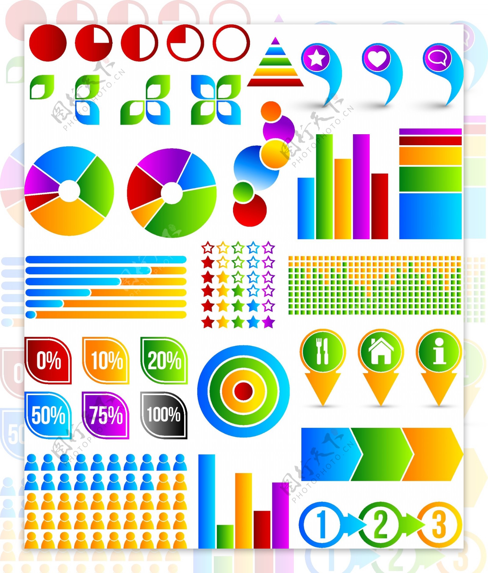 彩色矢量信息图表元素图片