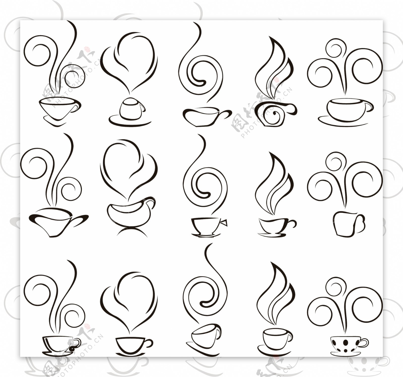 39咖啡矢量图标的形状设置