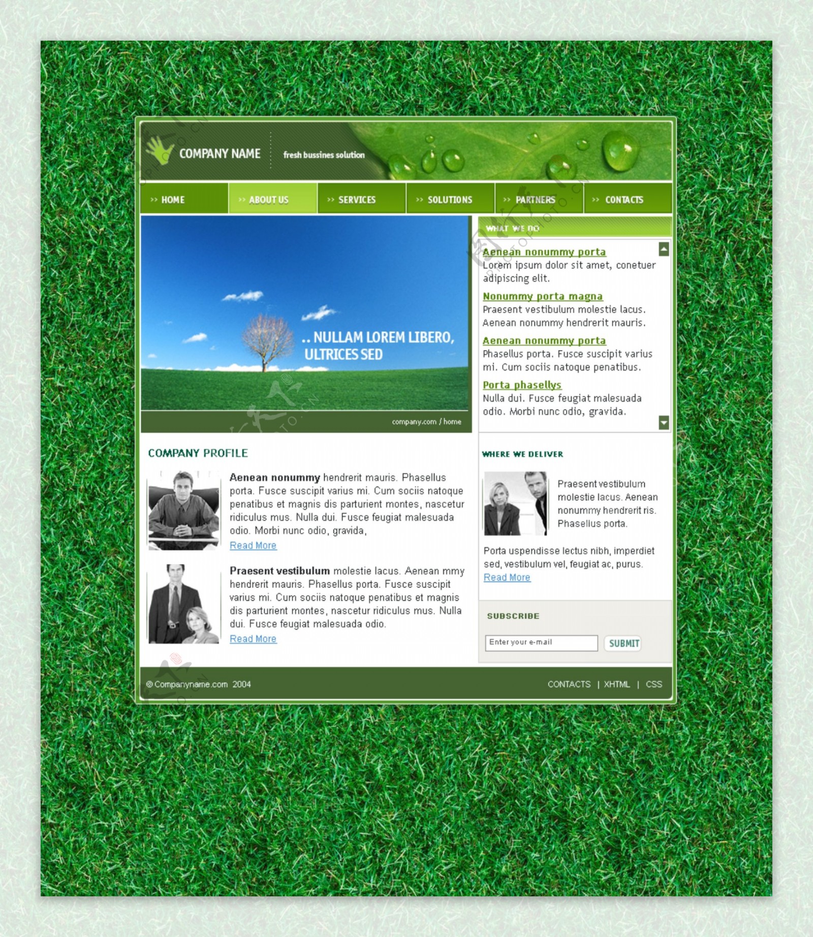 网页模板绿色自然清新健康生物科技绿草地图片