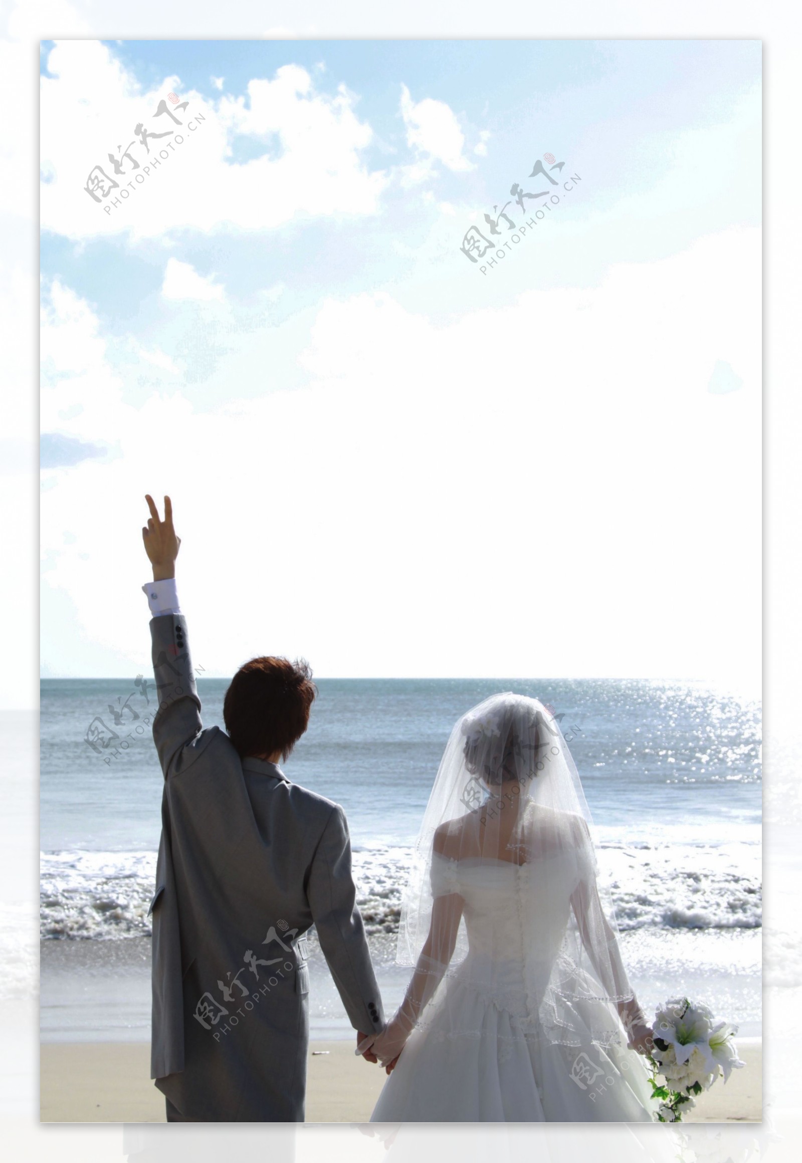 海边沙滩结婚摄影图片