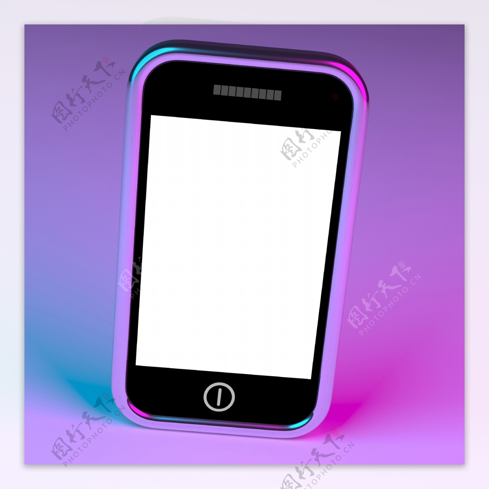 用白色和淡紫色背景空白智能手机屏幕勇敢面对打击