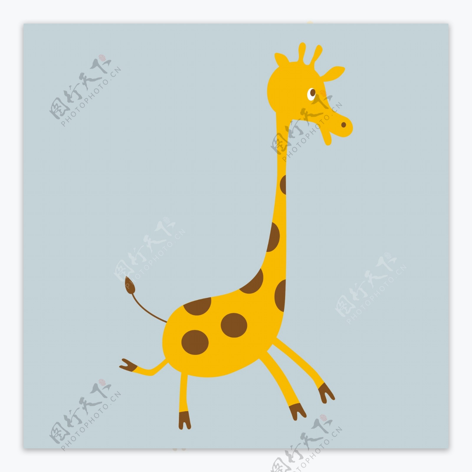 印花矢量图T恤图案动物长颈鹿色彩免费素材