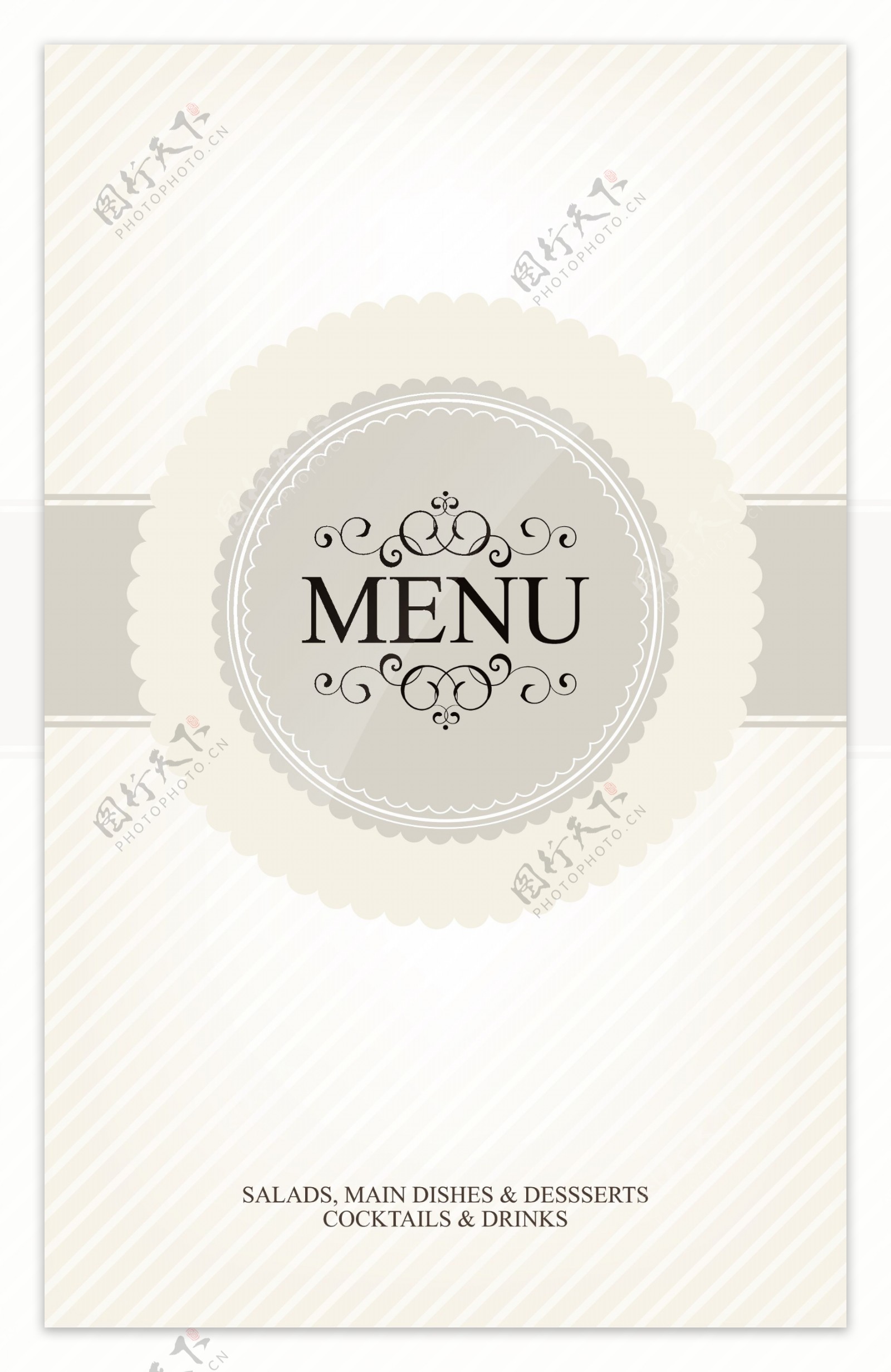 古典花纹欧式菜单封面设计图片