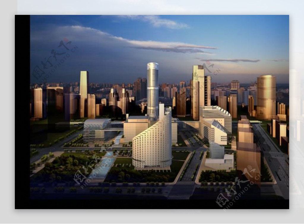 城市高楼大厦鸟瞰图PSD分层素材