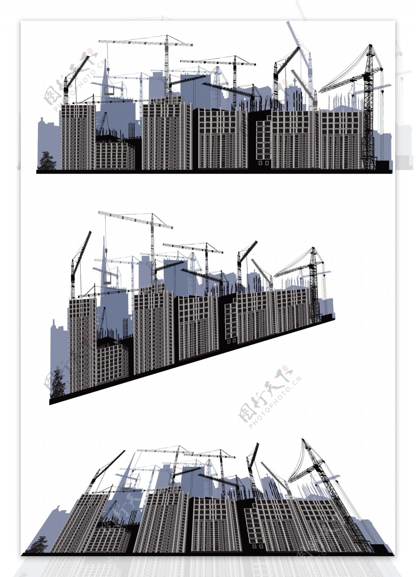 城市建筑工地剪影图片