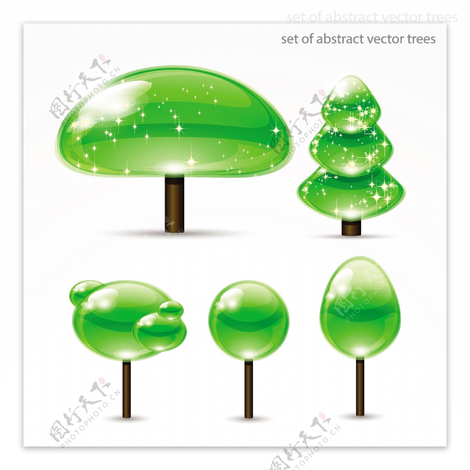 晶莹剔透创意绿树矢量素材