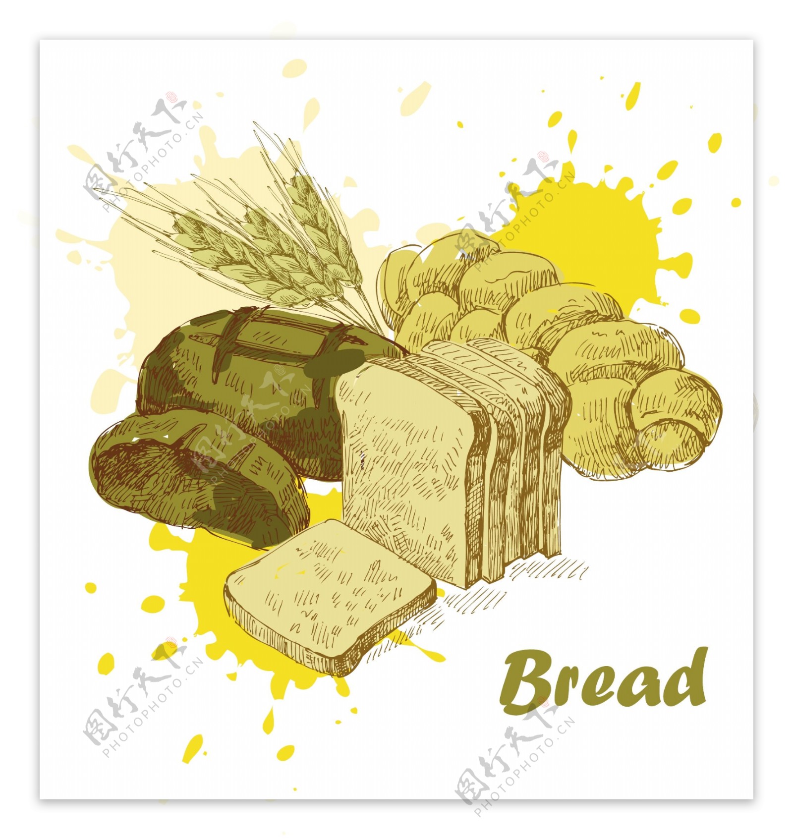 矢量素材手绘面包