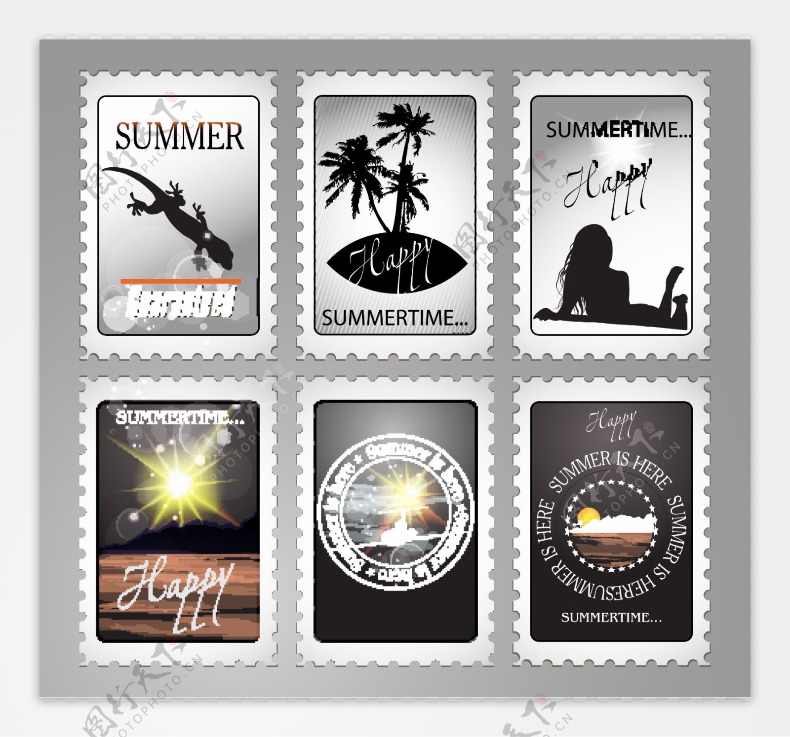 夏日标签邮票图片