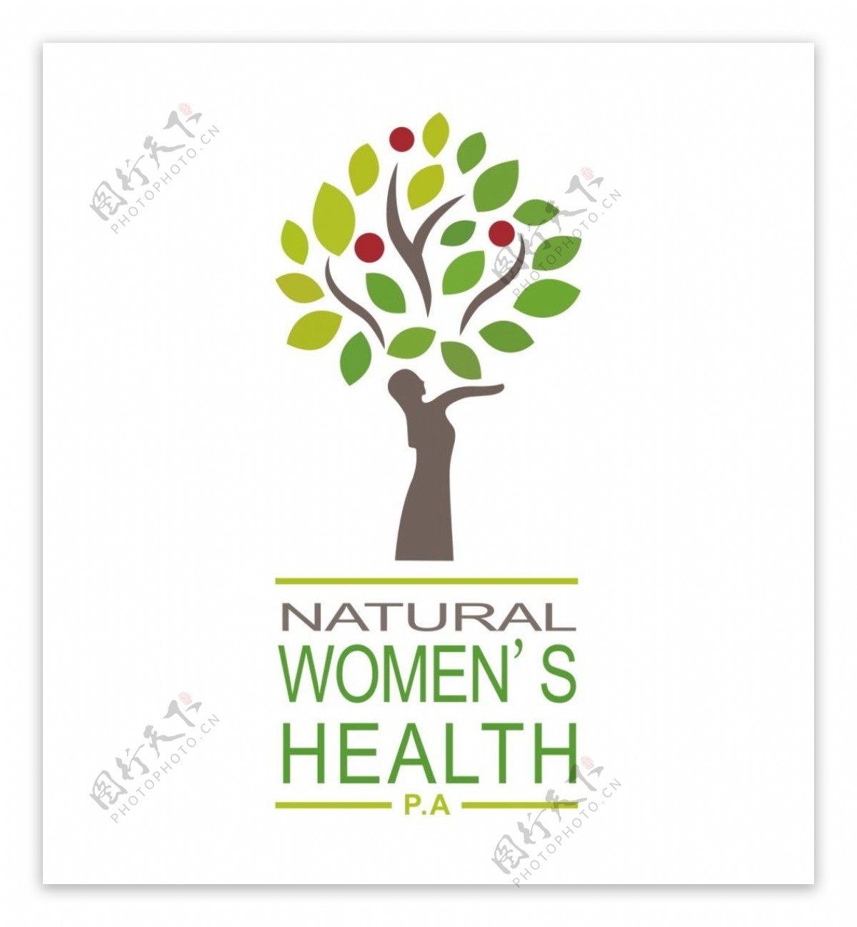 绿色树叶和女性元素组合关爱女性健康