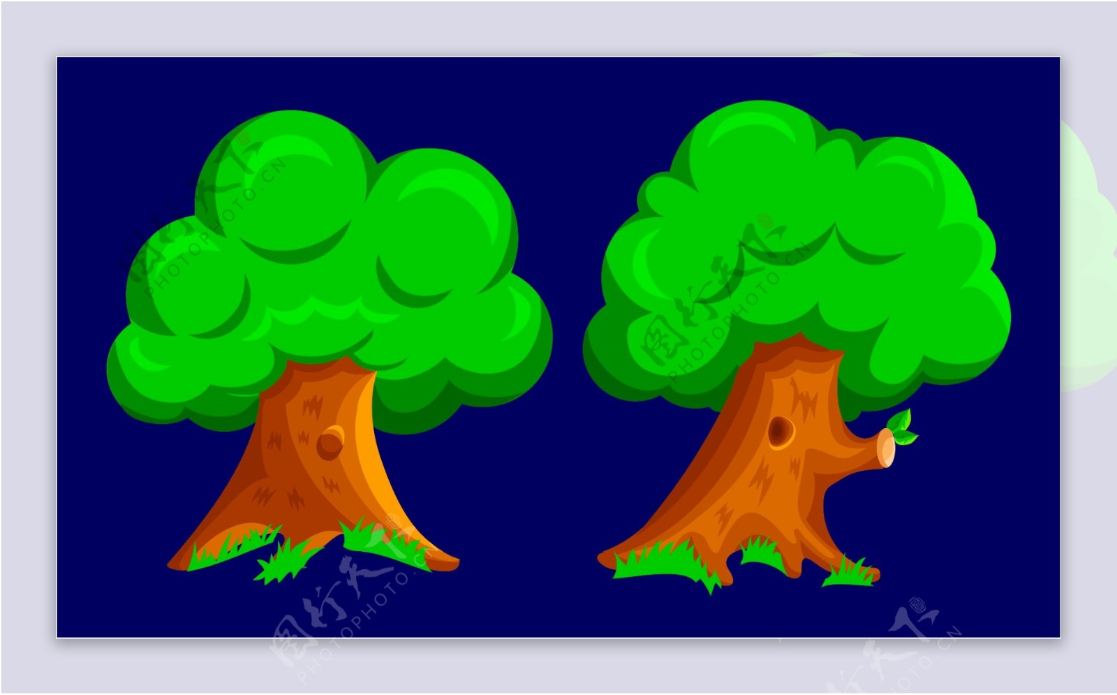 卡通两棵树