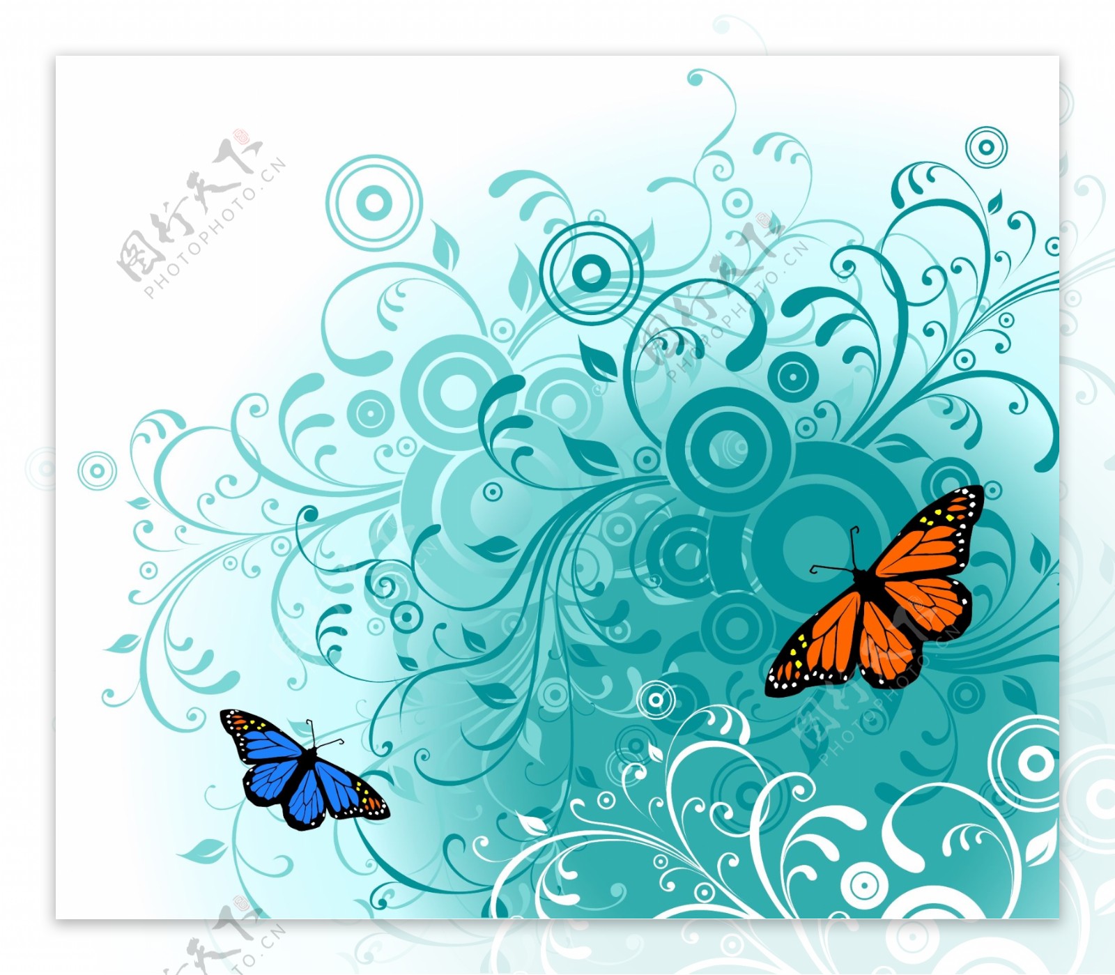 花朵和蝴蝶免费矢量图形