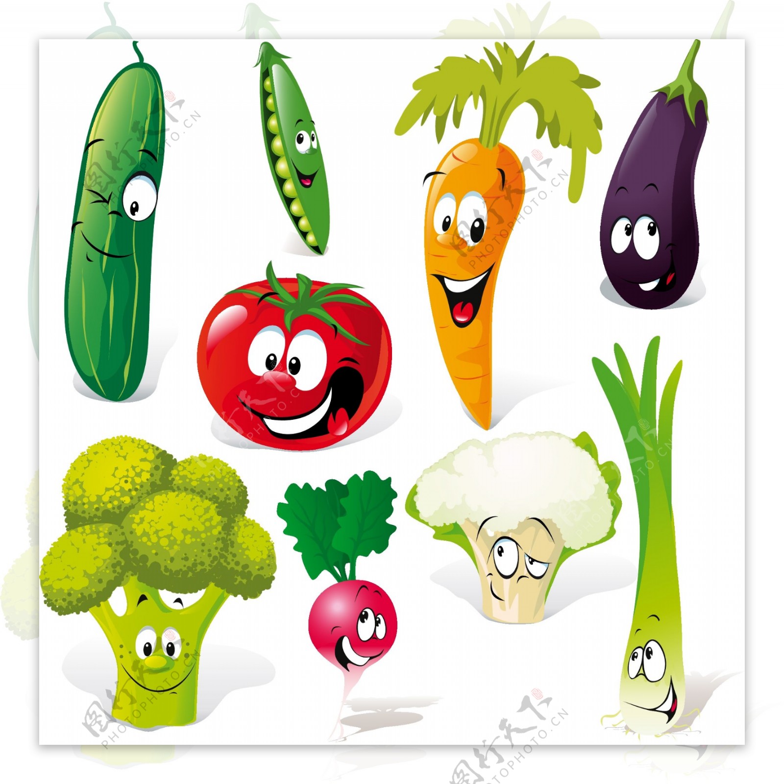 可爱蔬菜表情矢量素材1