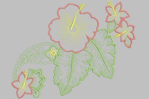 绣花植物花卉色彩灰色红色免费素材