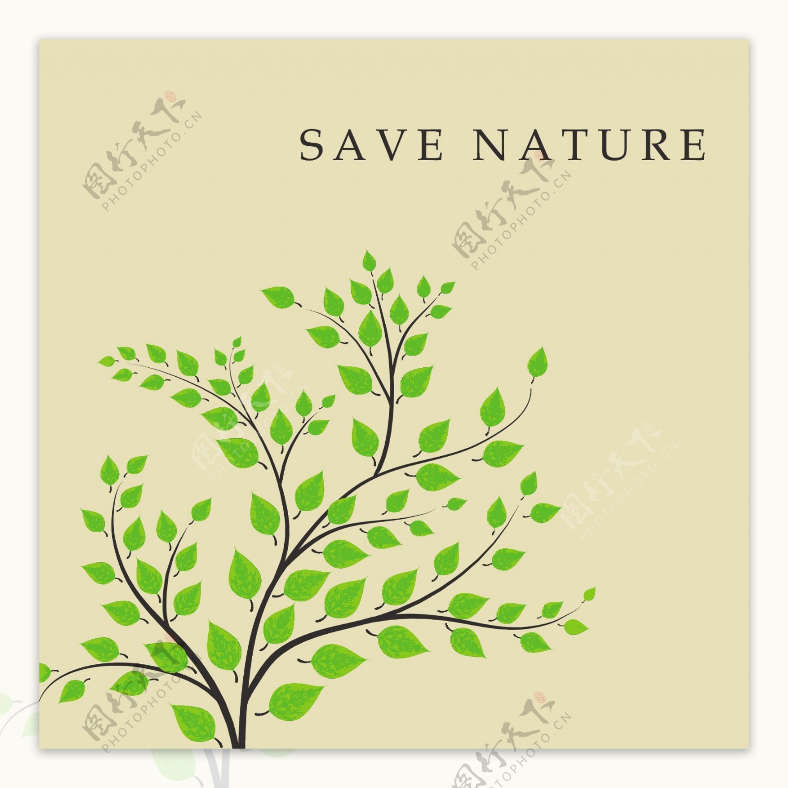 拯救自然的概念绿色的叶子和生态人