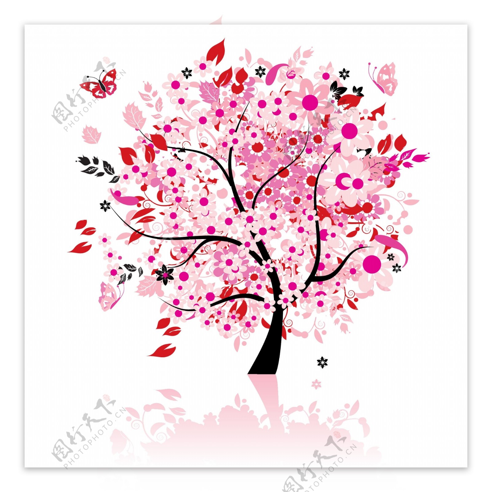 粉红花树开花