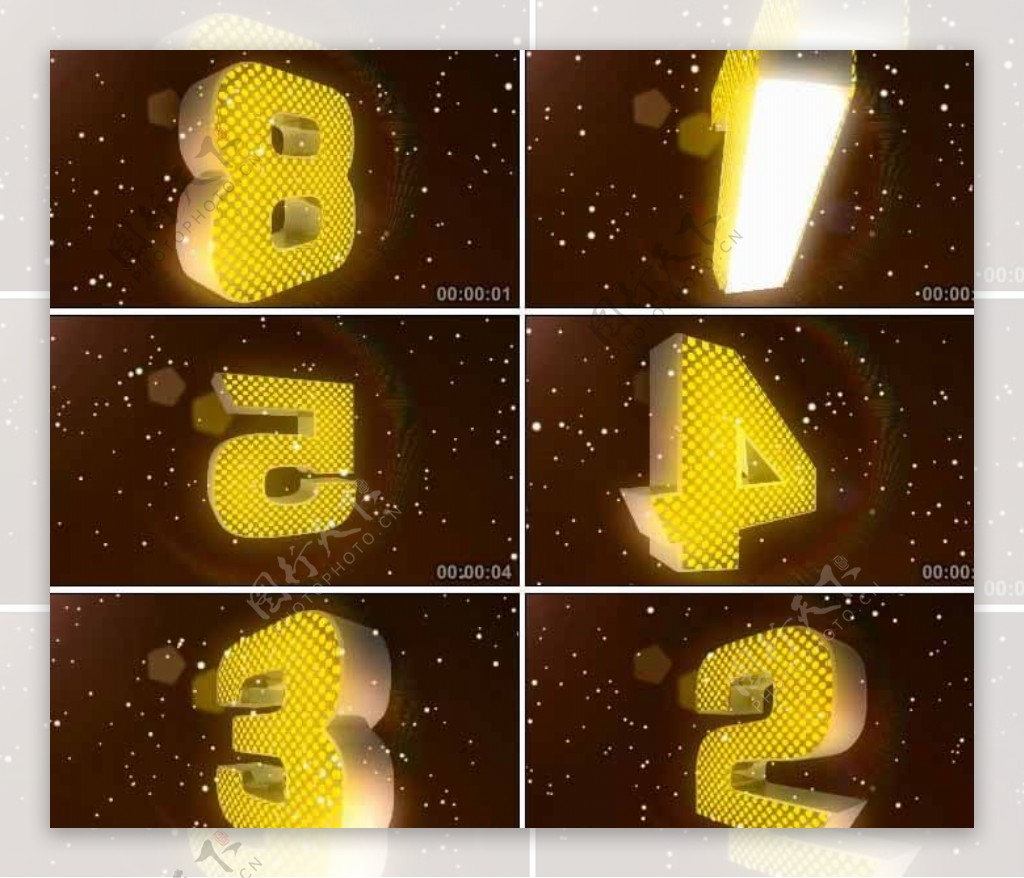 金黄3D旋转数字10秒倒计时视频素材