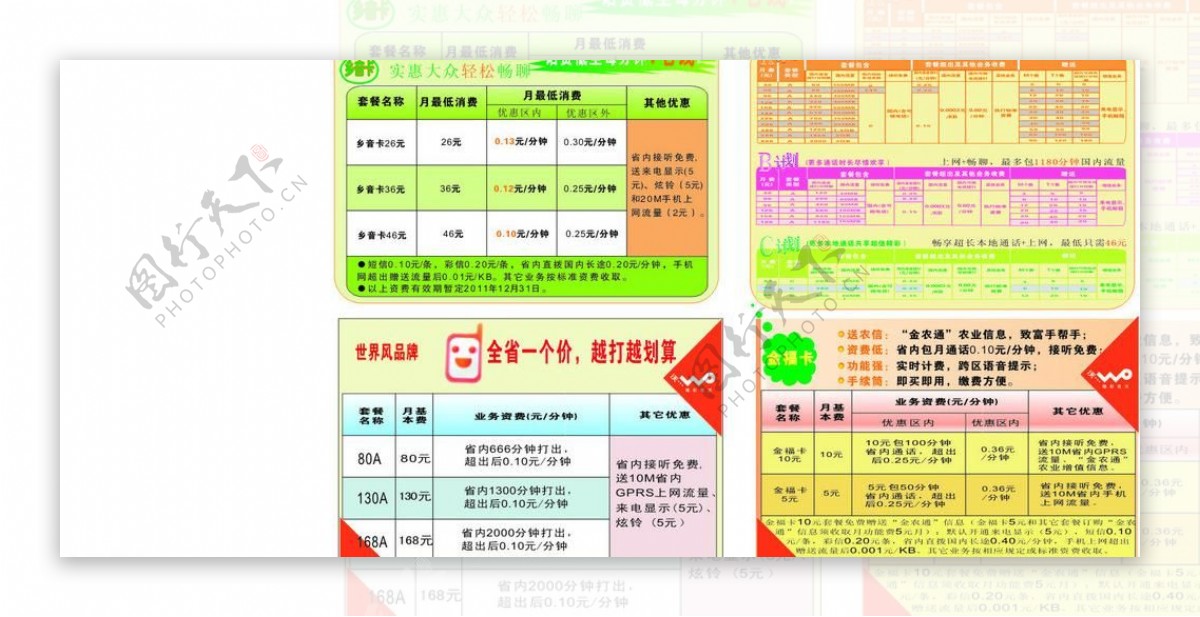 中国联通套餐资费宣传图片