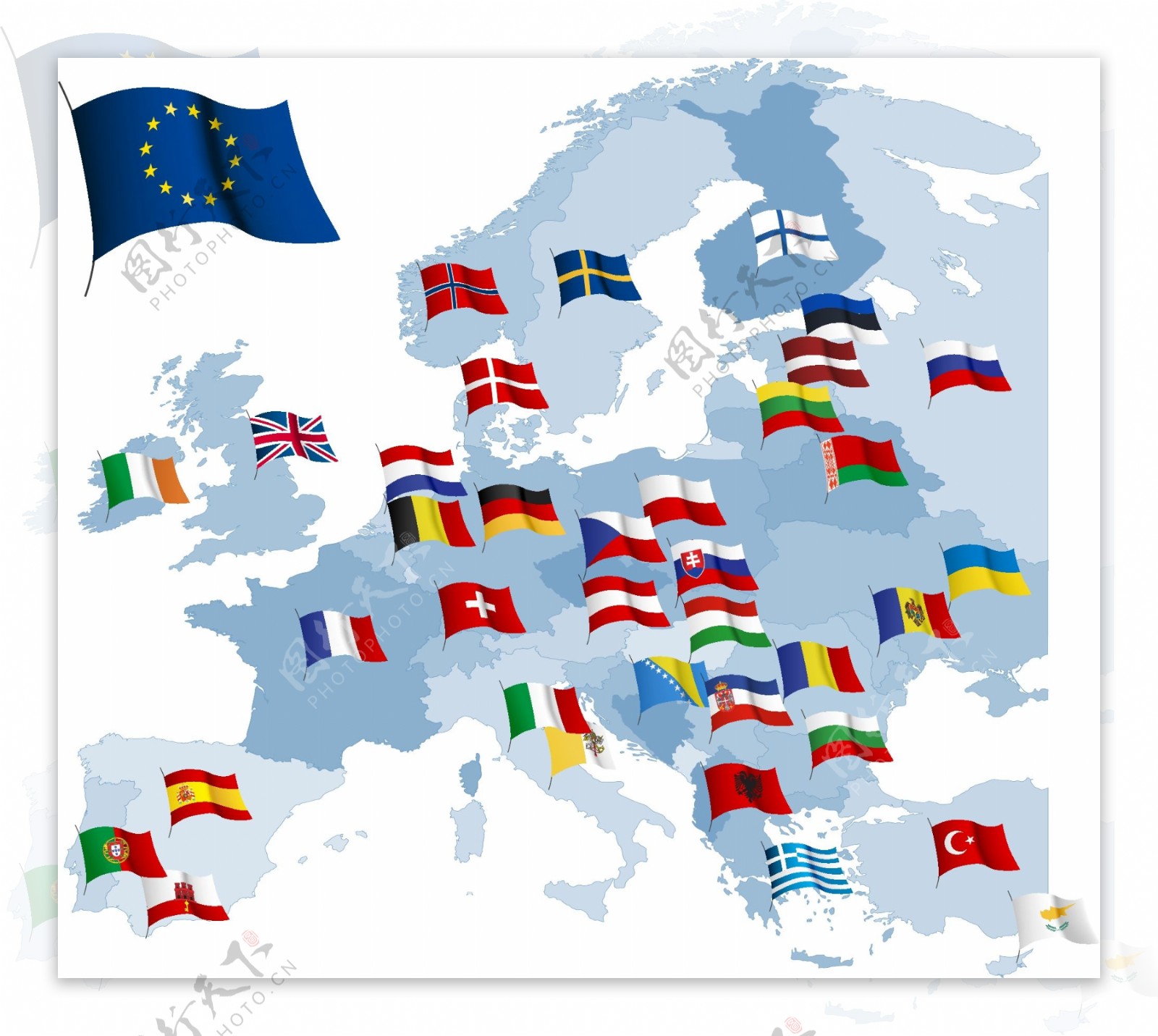 欧盟国家国旗矢量素材