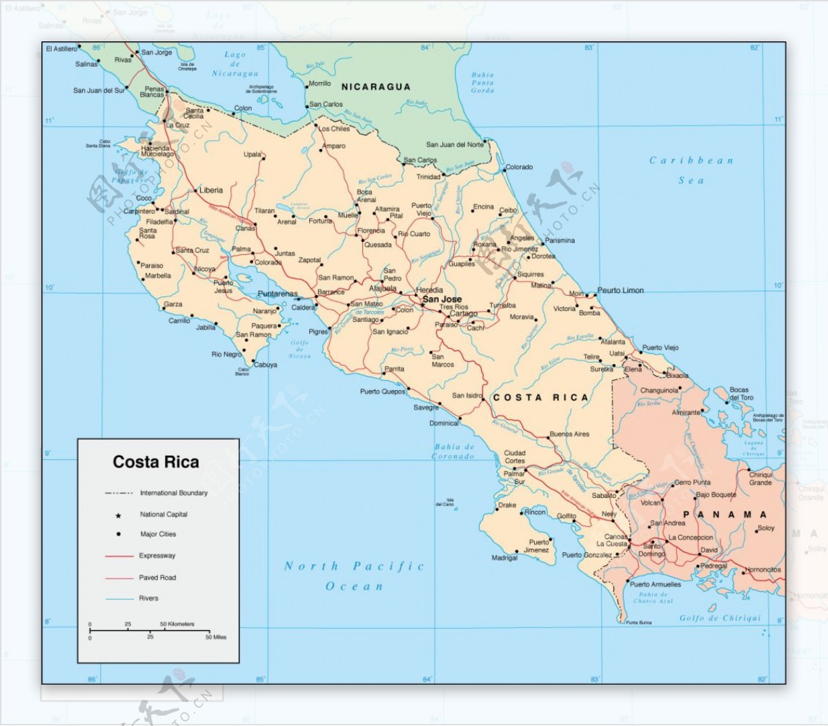 哥斯达黎加地图比例