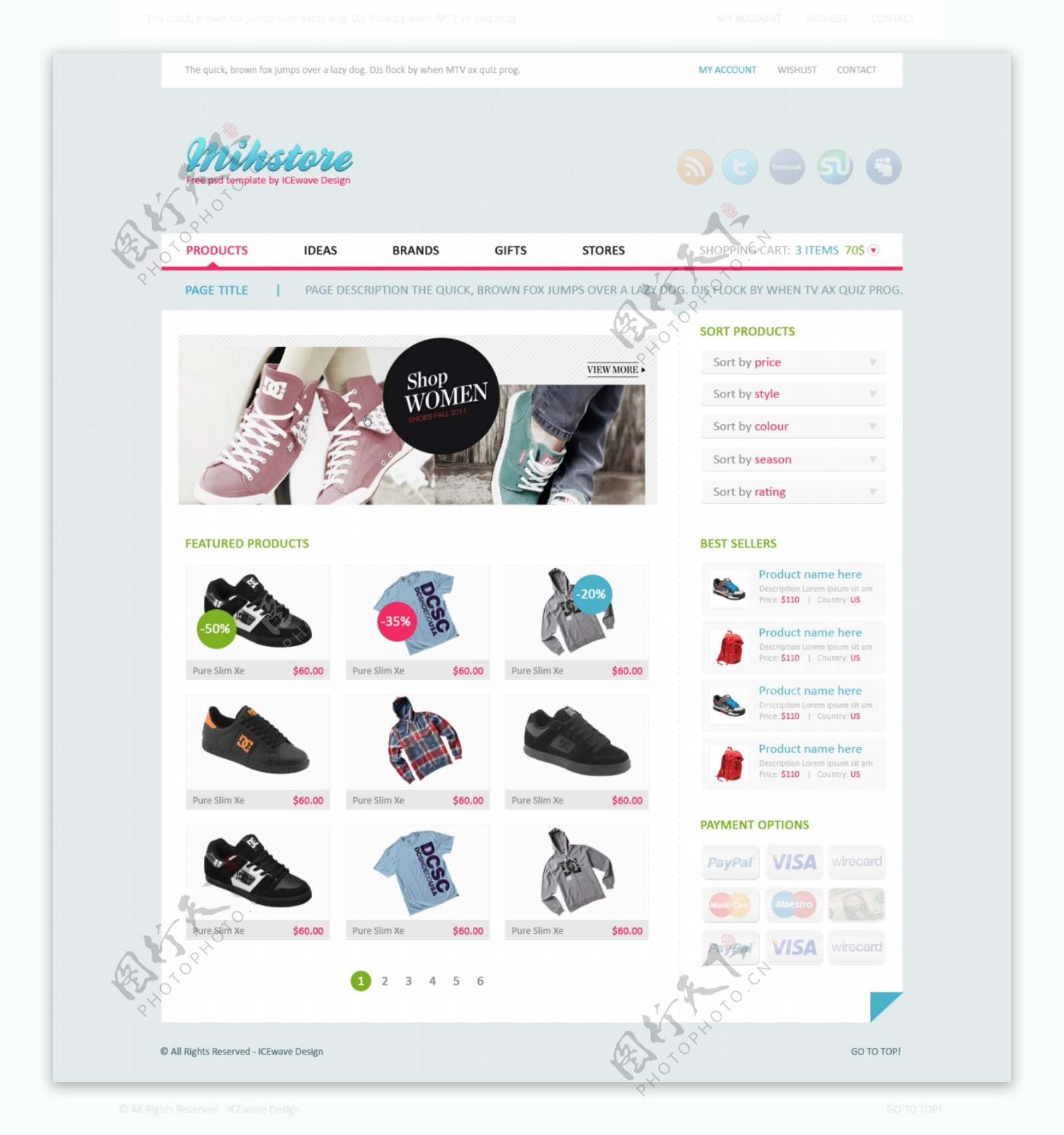 mihstore服装店网站模板PSD