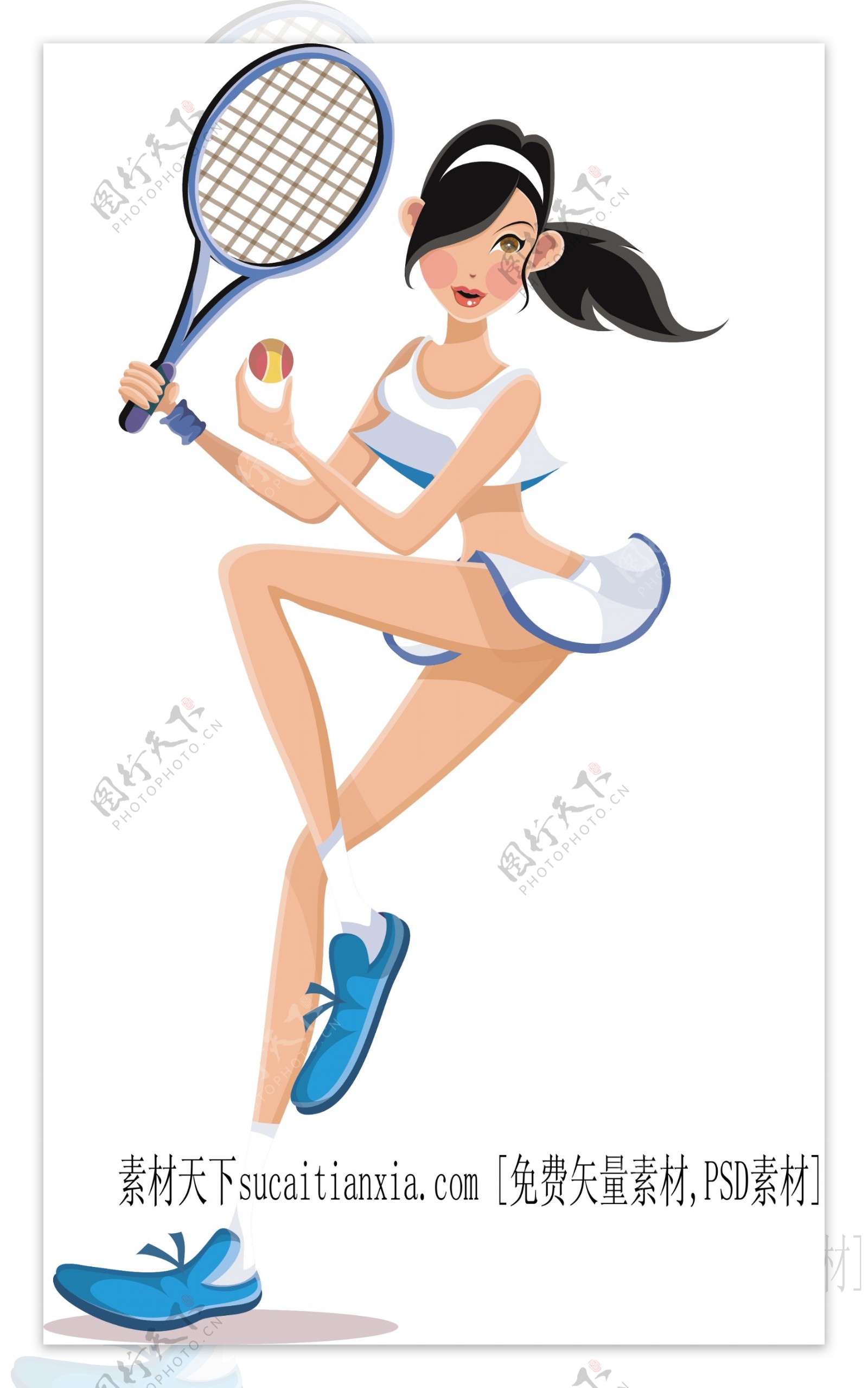 网球美女发球